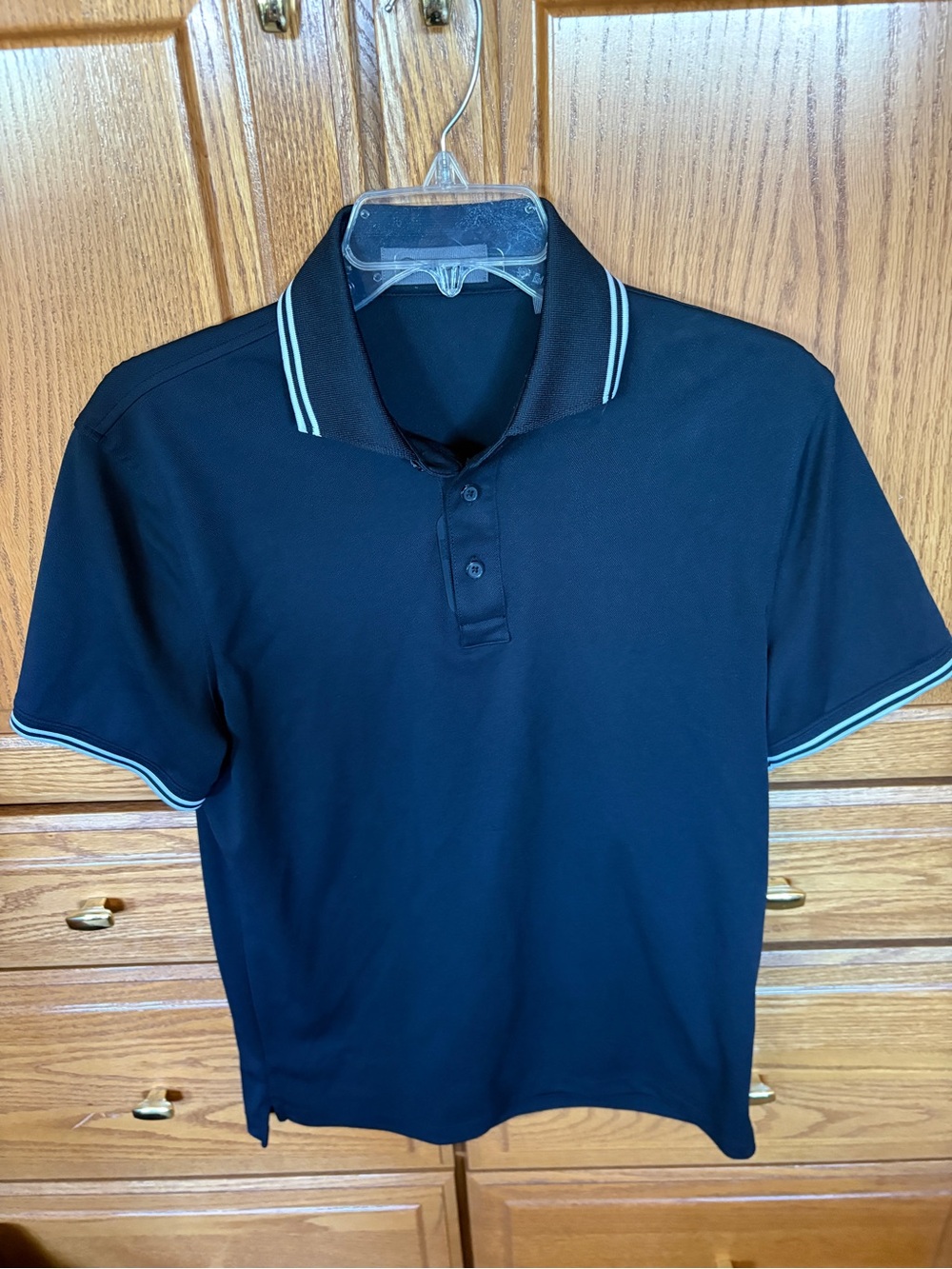 GForce Men's Black Polo Shirt with Contrast Stripe Collar